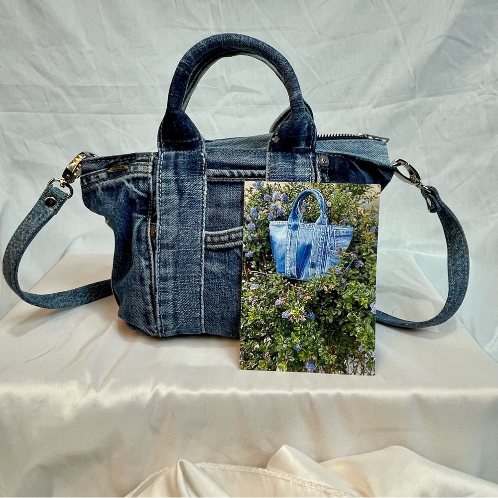 Mini Denim Tote made by Marlow London and Revival London. - Picture 2 of 7